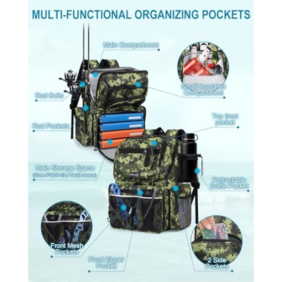 Fishing Backpack with Rod Hold - Fishing Equipment In recensione e prezzo
